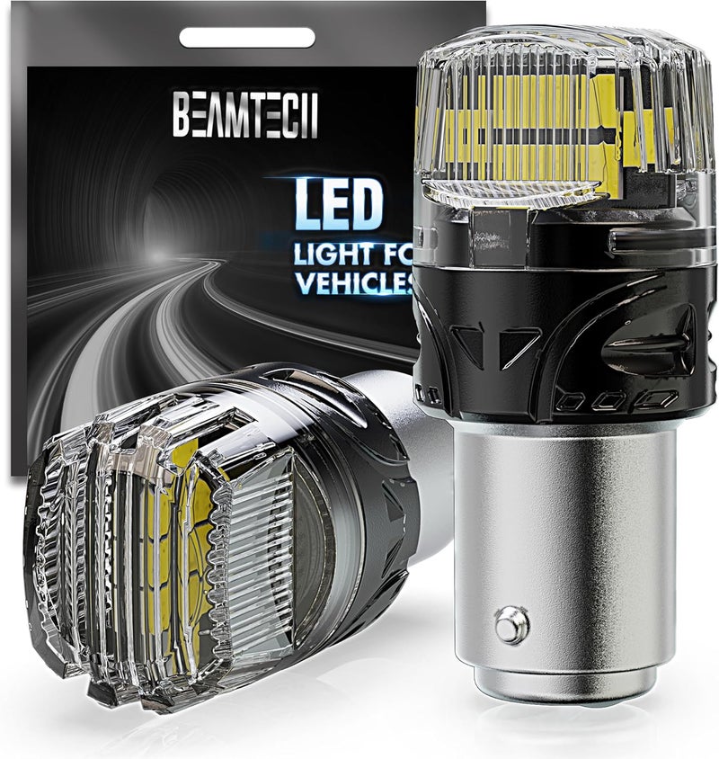 BEAMTECH 1157 LED Bulbs for Brake Tail Lights, 6500K Cool White Super Bright, 2057 2357 7528 BAY15D for Parking Backup Reverse Lights, Front Rear Side Marker Lights, Pack of 2 - Image 1